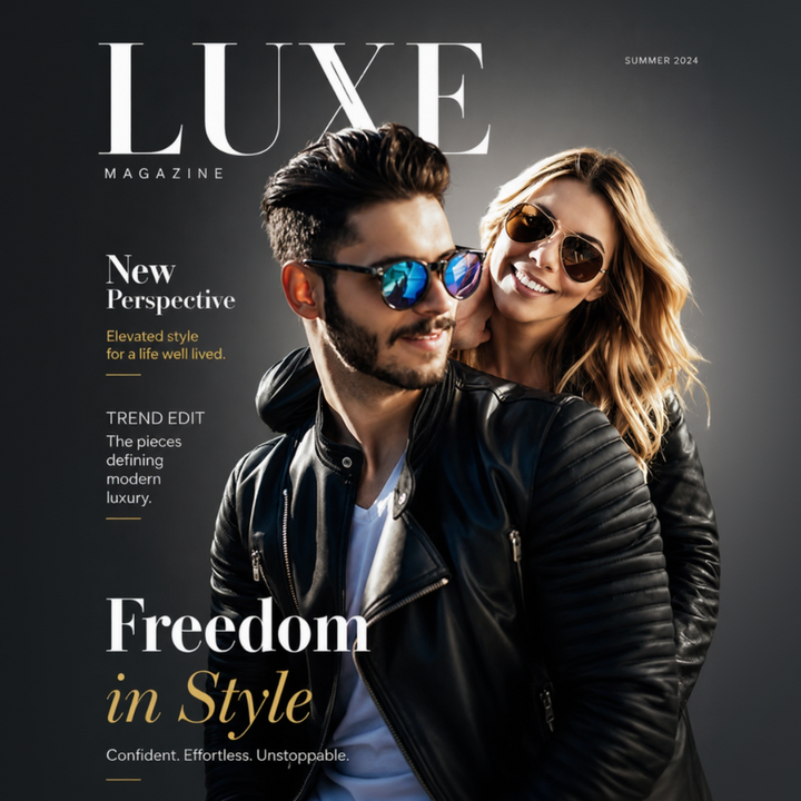 Tablou canvas cu coperta de revista luxe cu barbat si femeie