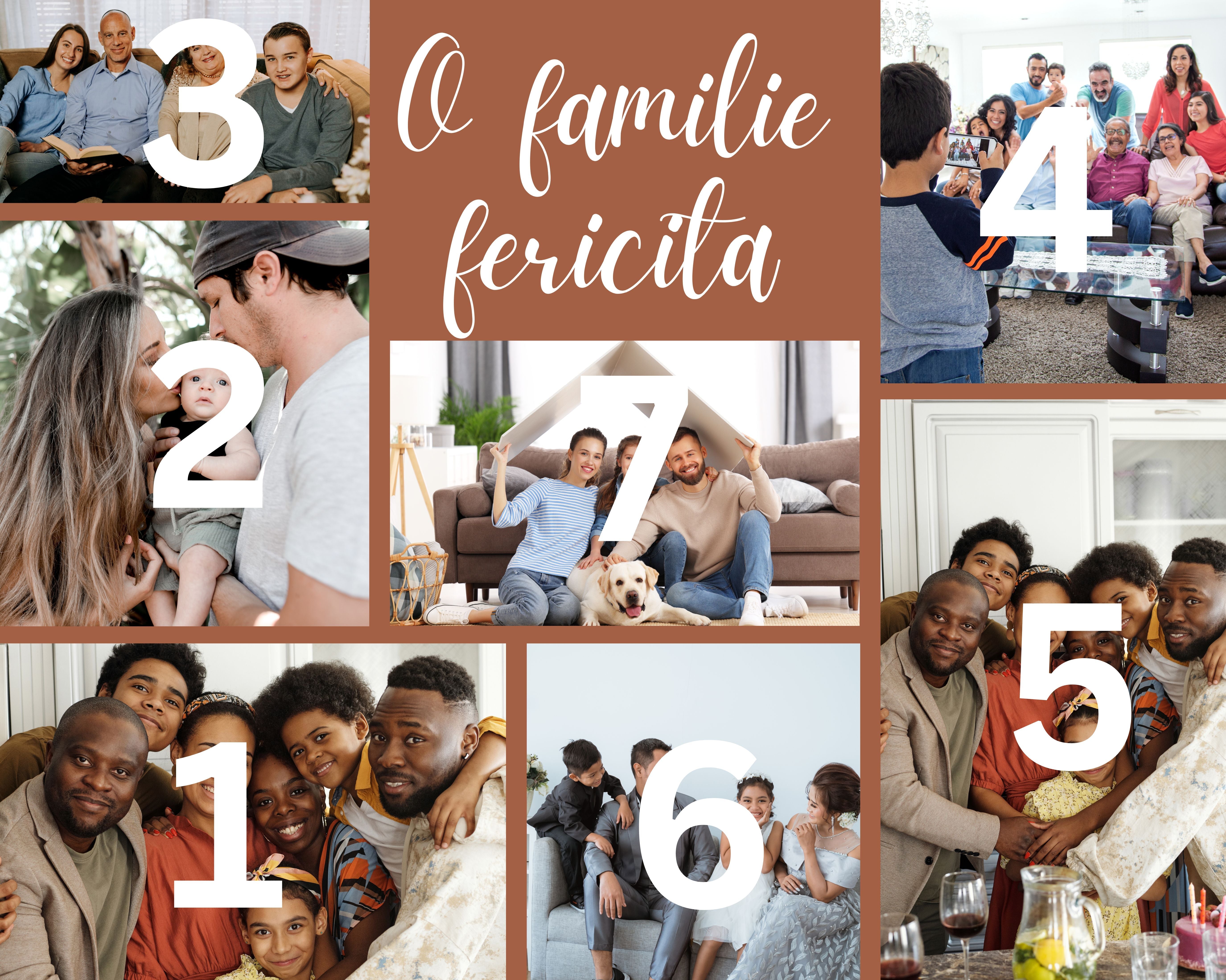 Tablou Canvas Personalizat cu 7 Poze Pentru Familie "O familie fericita", PS100