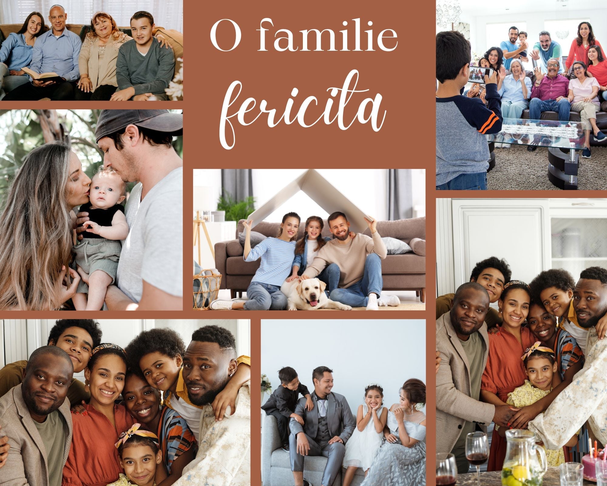 Tablou Canvas Personalizat cu 7 Poze Pentru Familie "O familie fericita", PS100
