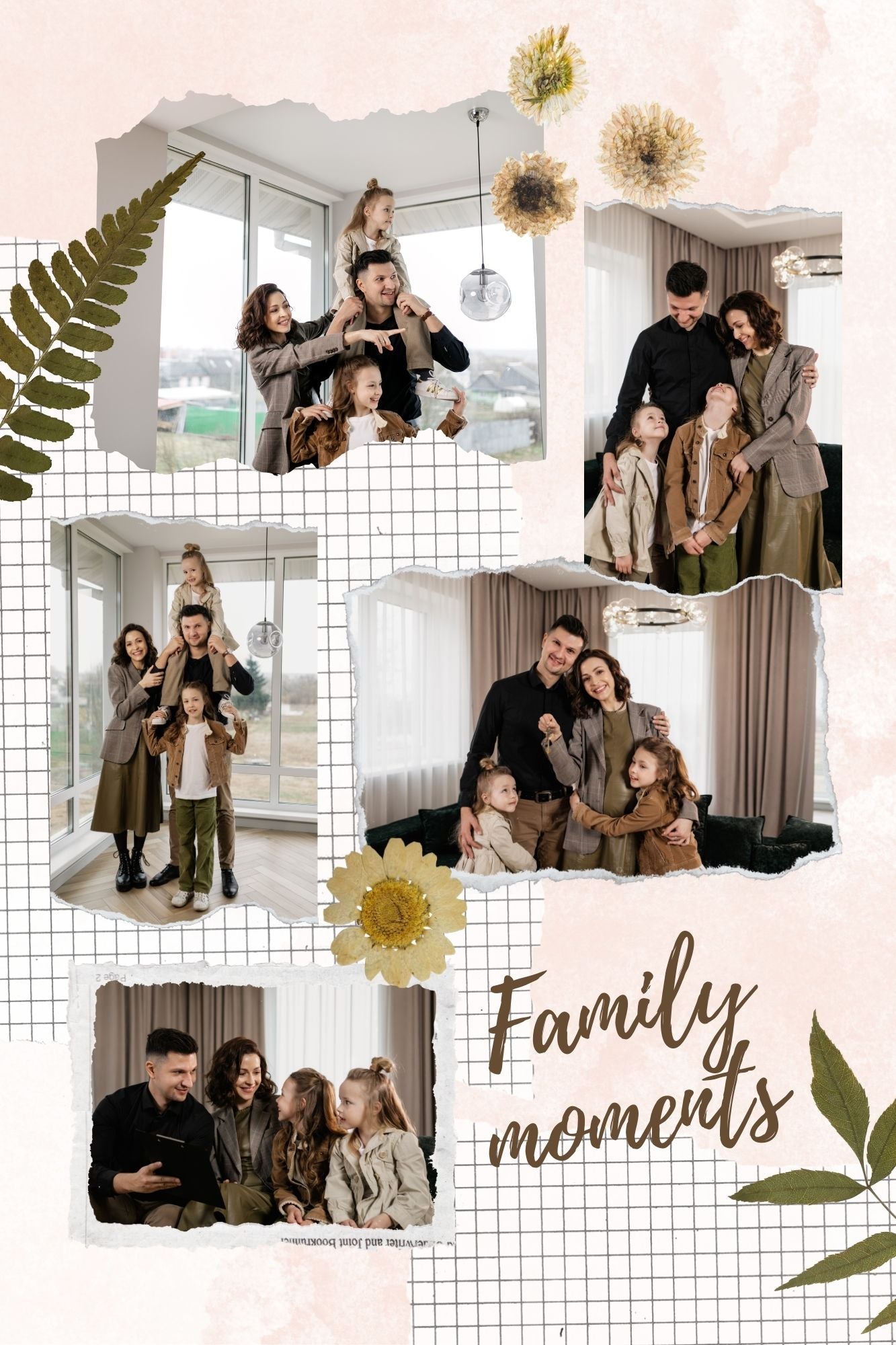 Tablou Canvas Personalizat cu 5 Poze Pentru Familie " Family Moments", PS103