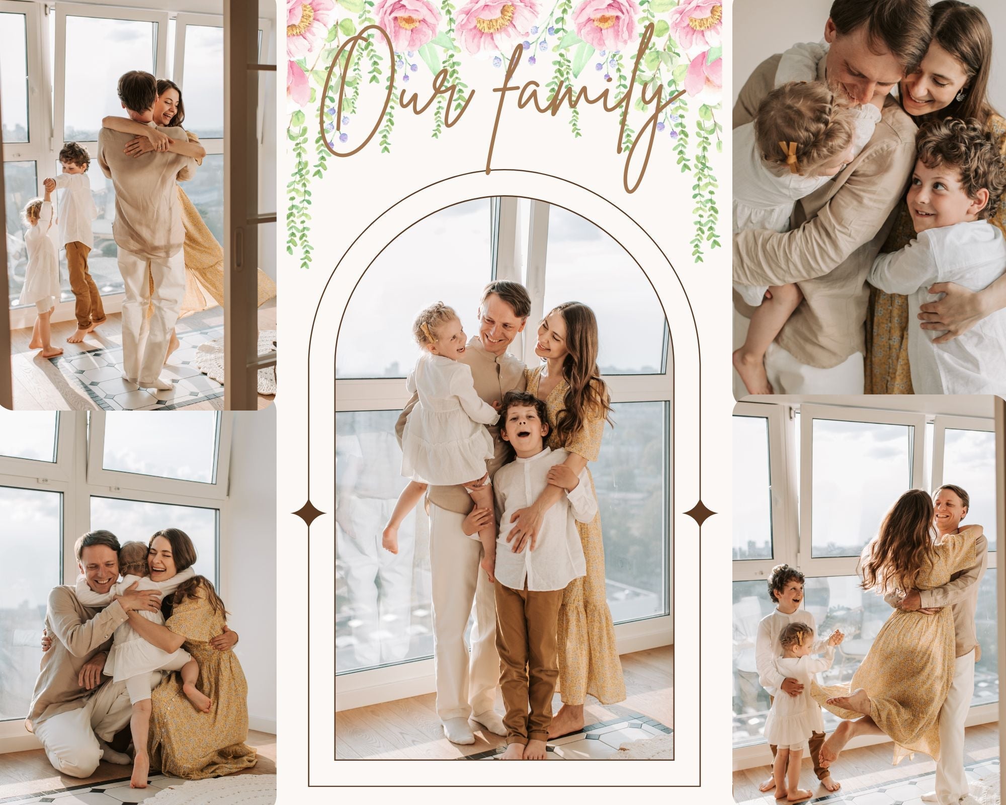 Tablou Canvas Personalizat cu 5 Poze Pentru Familie " Our family", PS107