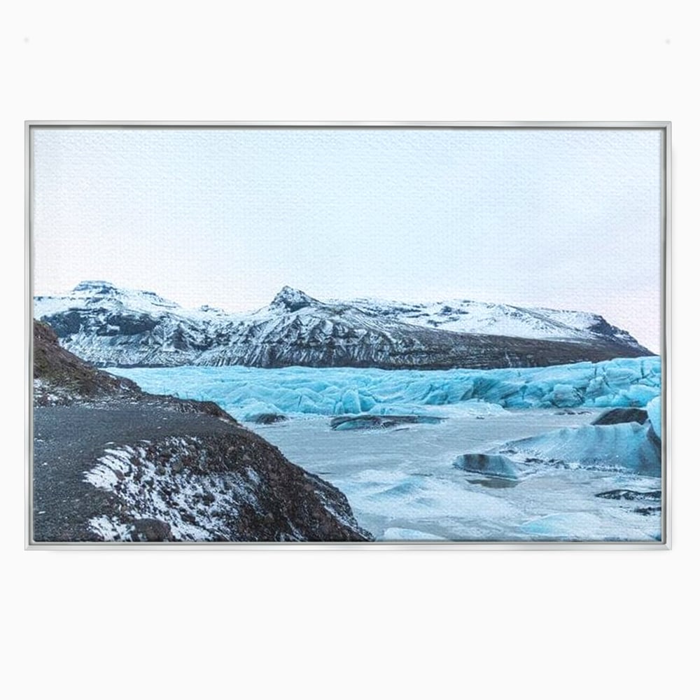 Tablou canvas cu tablou canvas cu peisaj glaciar, in rama de aluminiu argintiu
