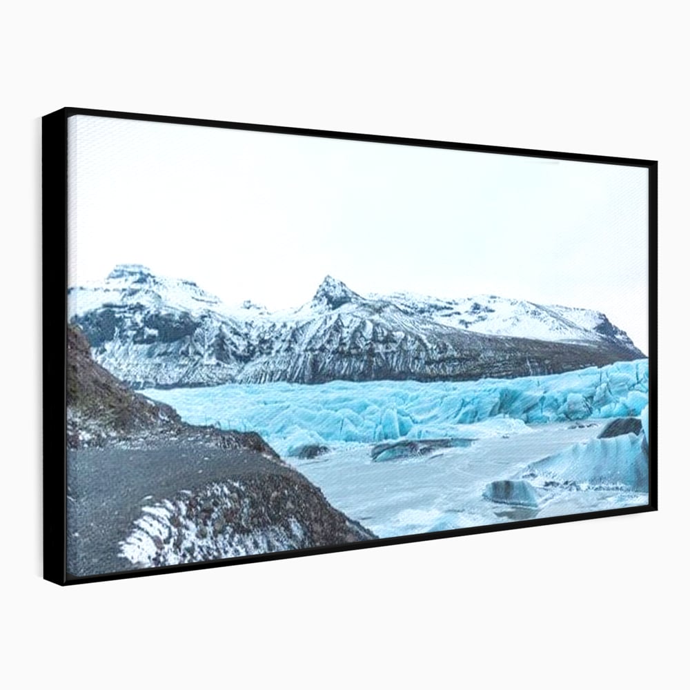 Tablou canvas cu tablou canvas cu peisaj glaciar, in rama de aluminiu negru
