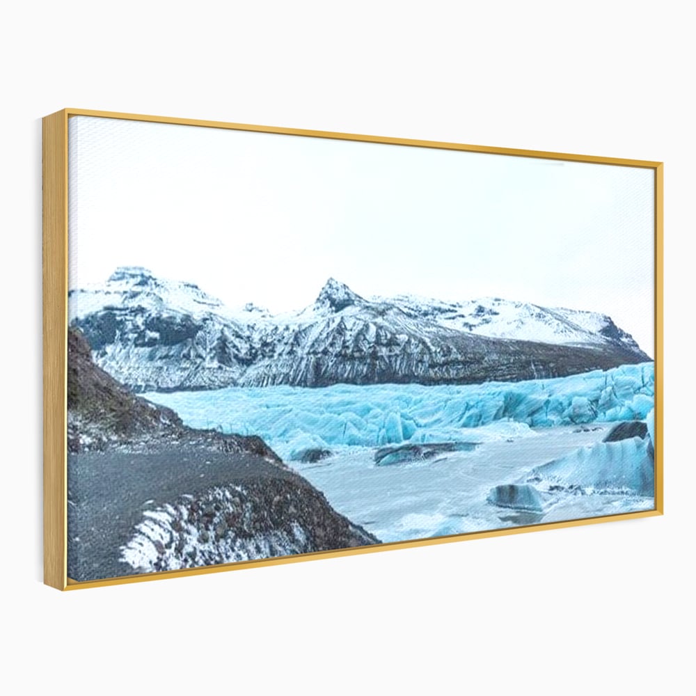 Tablou canvas cu tablou canvas cu peisaj glaciar, in rama de aluminiu auriu