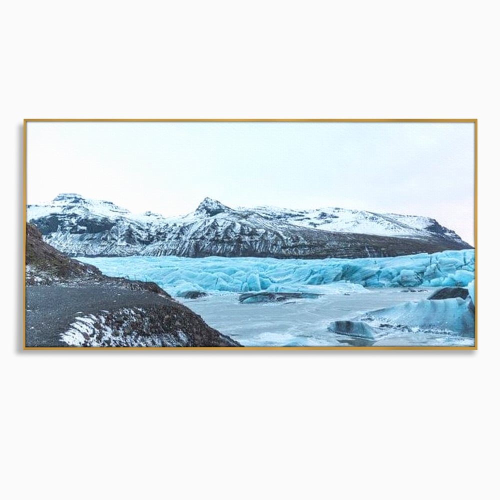 Tablou canvas cu tablou canvas cu peisaj glaciar, in rama de aluminiu auriu
