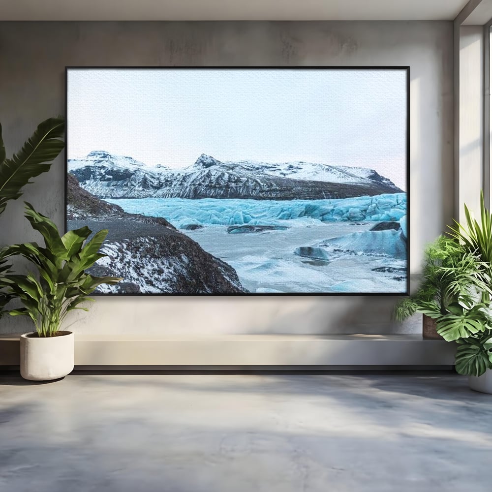 Tablou canvas cu tablou canvas cu peisaj glaciar, in rama de aluminiu negru