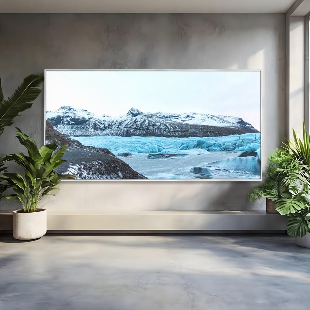 Tablou canvas cu tablou canvas cu peisaj glaciar, in rama de aluminiu argintiu
