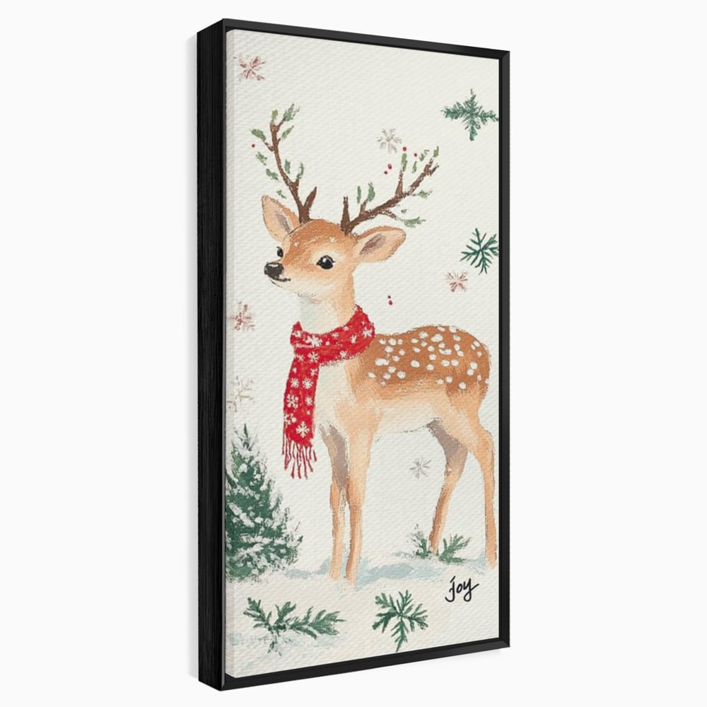 Tablou canvas cu tablou canvas cu ren festiv, in rama de aluminiu negru