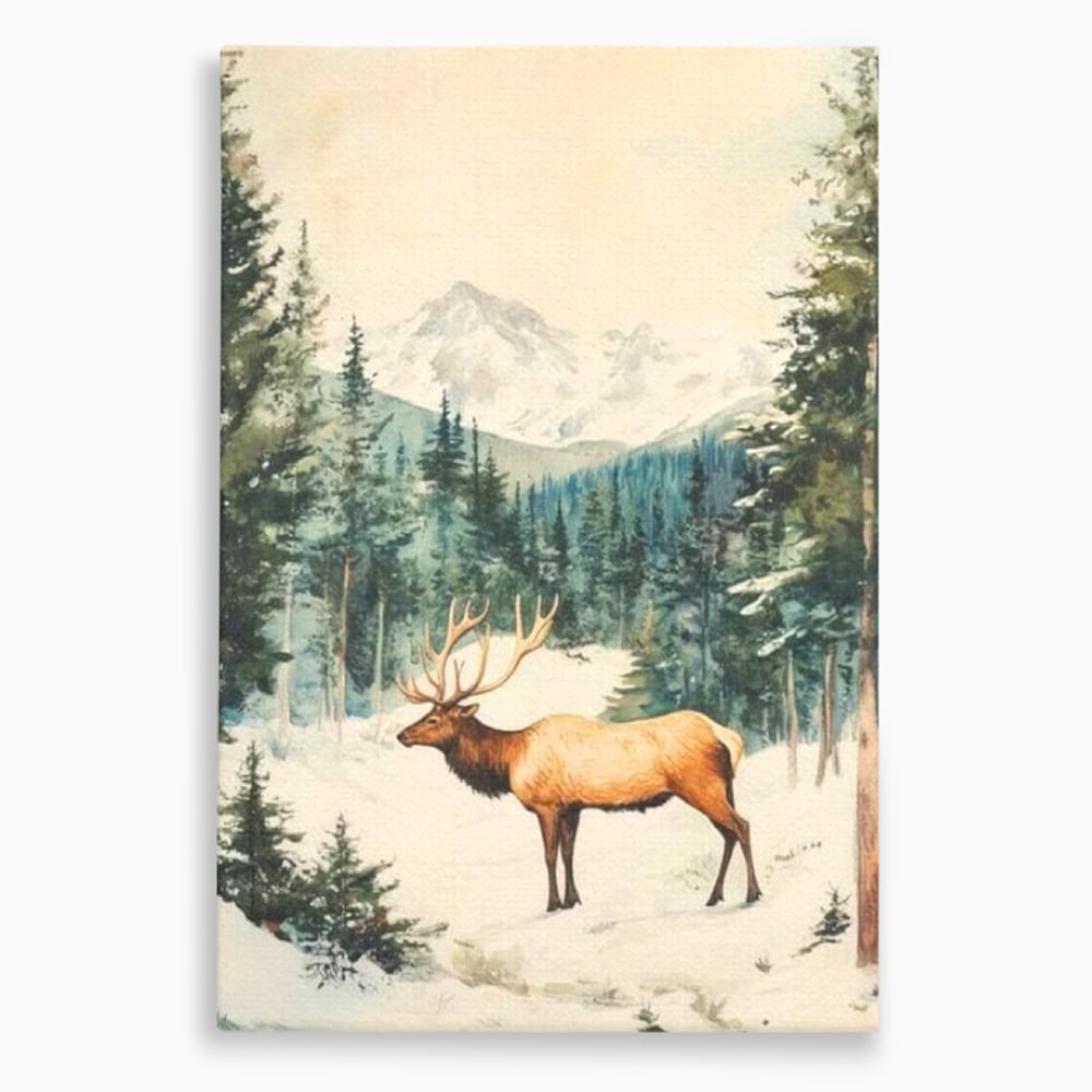 Tablou canvas cu tablou canvas cu cerb in zapada, fara rama, pe sasiu de lemn