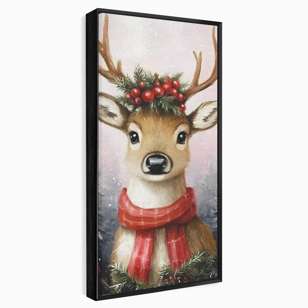 Tablou canvas cu tablou canvas cu ren festiv, in rama de aluminiu negru