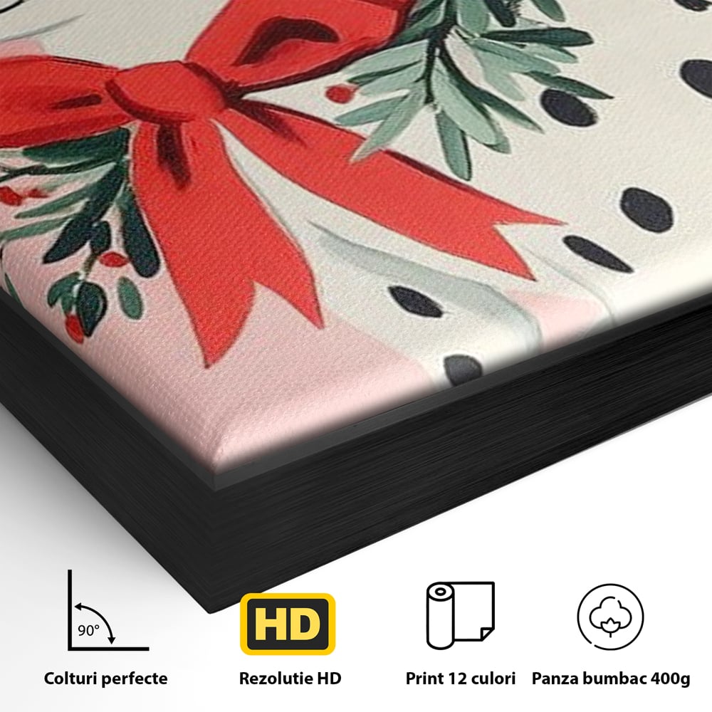 Detaliu al suprafetei: tablou canvas cu catel dalmatian, in rama de aluminiu negru