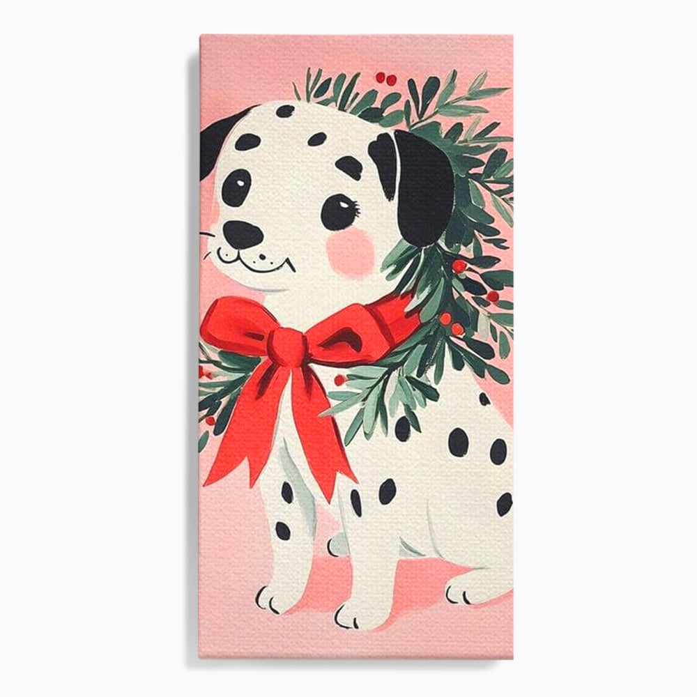 Tablou canvas cu tablou canvas cu catel dalmatian, fara rama, pe sasiu de lemn