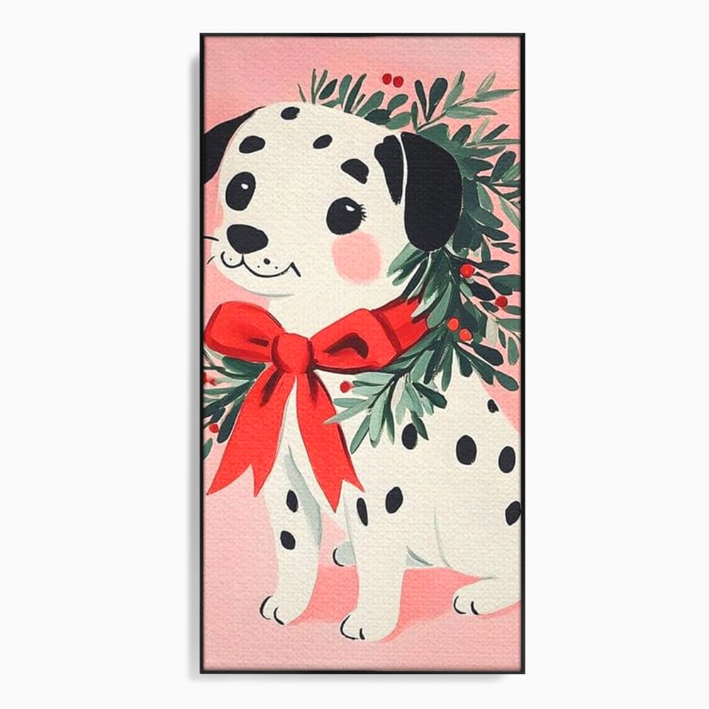 Tablou canvas cu tablou canvas cu catel dalmatian, in rama de aluminiu negru