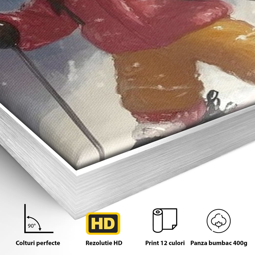 Detaliu al suprafetei: turtita dulce schioare, in rama de aluminiu argintiu