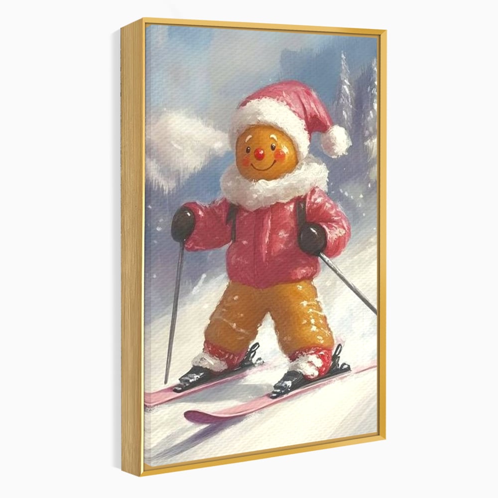 Tablou canvas cu turtita dulce schioare, in rama de aluminiu auriu