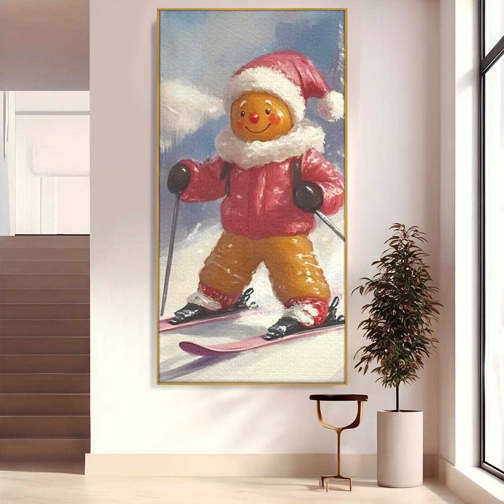 Tablou canvas cu turtita dulce schioare, in rama de aluminiu auriu