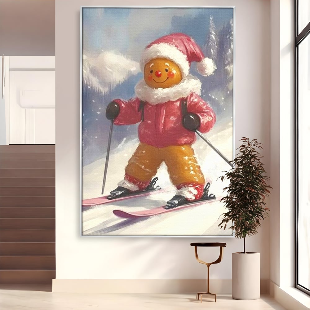 Tablou canvas cu turtita dulce schioare, in rama de aluminiu argintiu