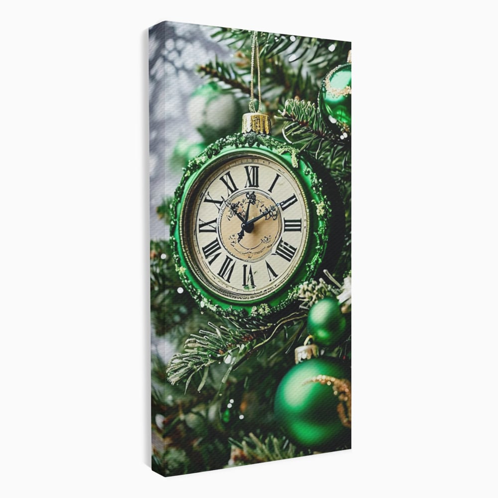 Tablou canvas cu tablou canvas cu ceasornic verde smarald, fara rama, pe sasiu de lemn