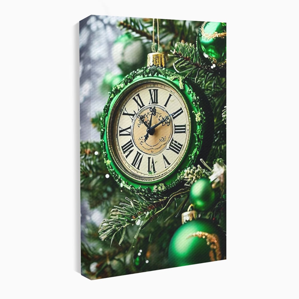 Tablou canvas cu tablou canvas cu ceasornic verde smarald, fara rama, pe sasiu de lemn