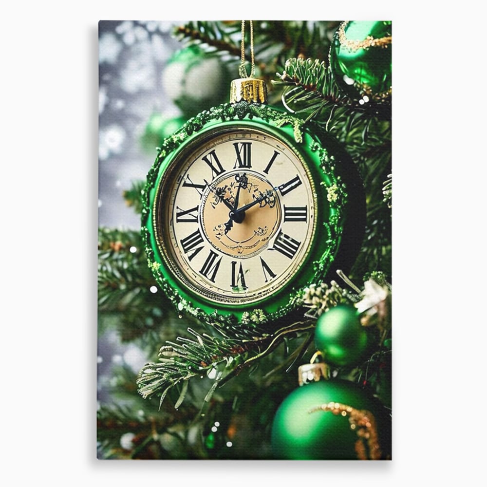 Tablou canvas cu tablou canvas cu ceasornic verde smarald, fara rama, pe sasiu de lemn