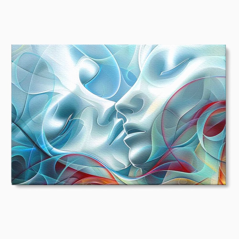 Tablou canvas cu tablou canvas cu chipuri umane contopite, fara rama, pe sasiu de lemn