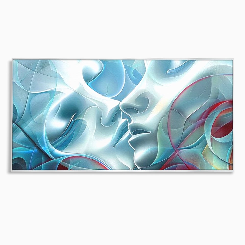 Tablou canvas cu tablou canvas cu chipuri umane contopite, in rama de aluminiu argintiu