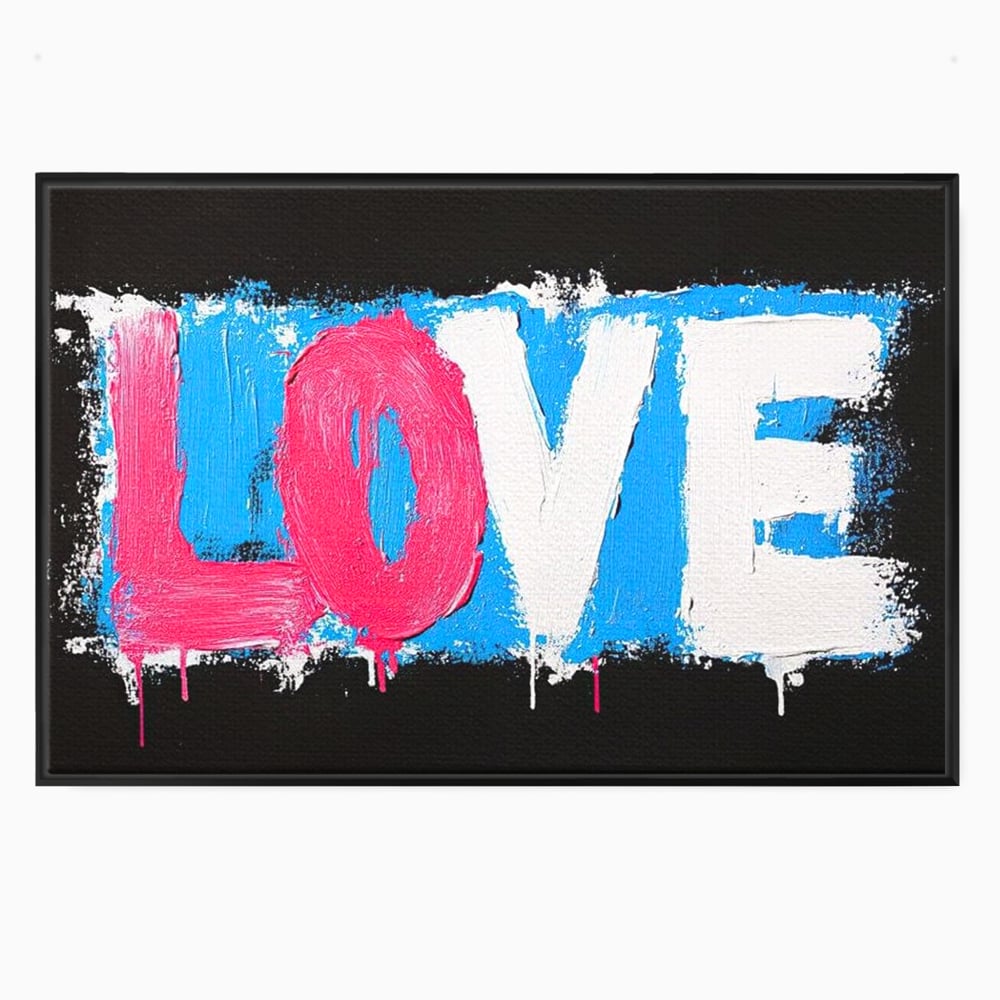 Tablou canvas cu tablou canvas cu mesajul love, in rama de aluminiu negru