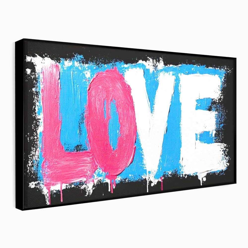 Tablou canvas cu tablou canvas cu mesajul love, in rama de aluminiu negru