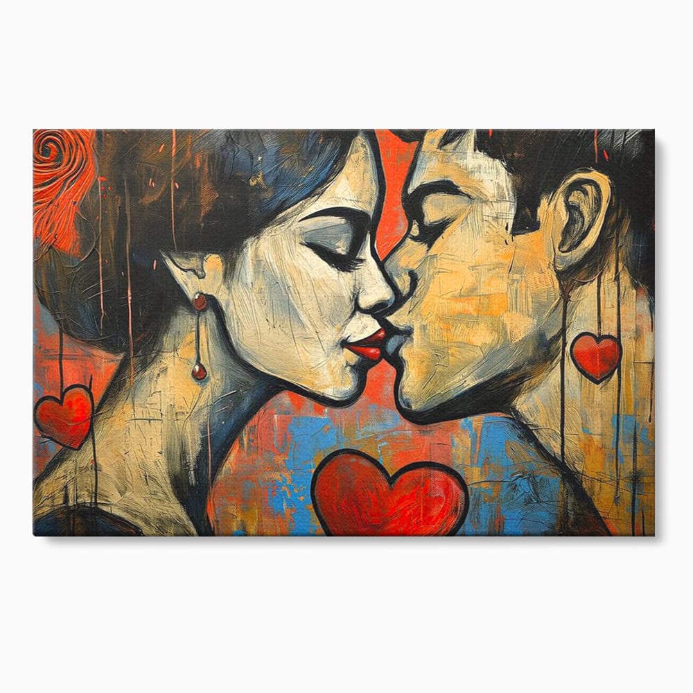 Tablou canvas cu tablou canvas cu sarut pasional, fara rama, pe sasiu de lemn