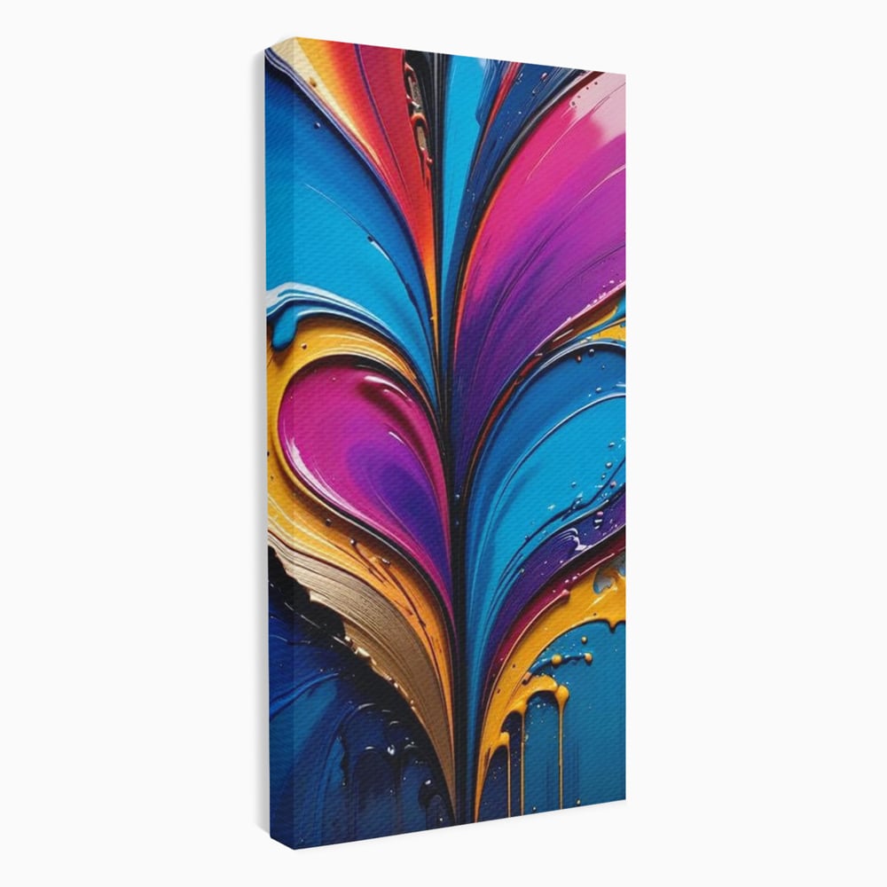 Tablou canvas cu pictura abstracta cu valuri colorate, fara rama, pe sasiu de lemn
