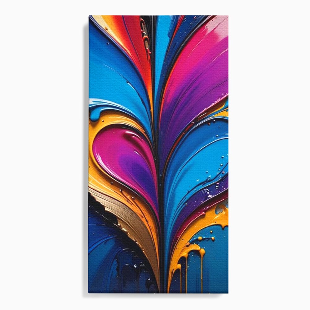 Tablou canvas cu pictura abstracta cu valuri colorate, fara rama, pe sasiu de lemn