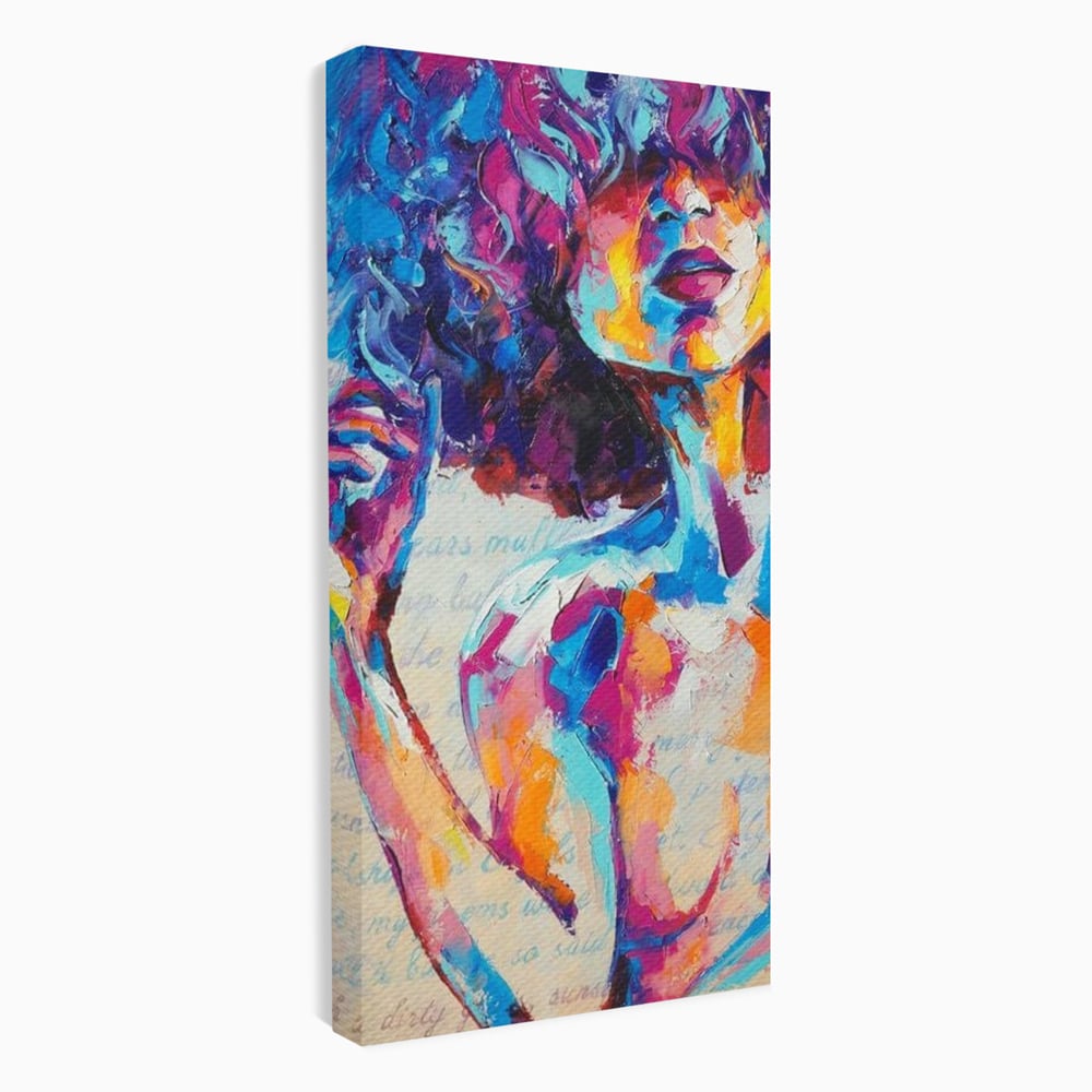 Tablou canvas cu tablou canvas cu portret artistic de femeie, fara rama, pe sasiu de lemn