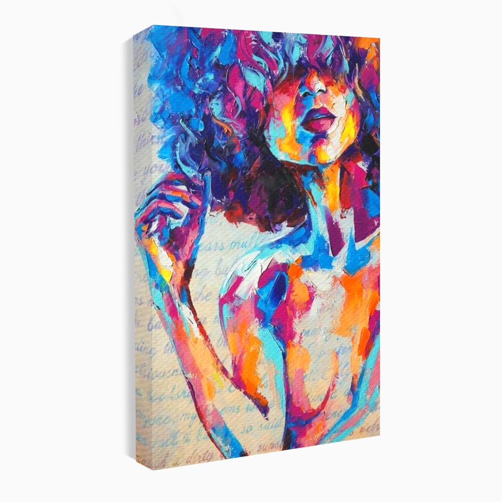 Tablou canvas cu tablou canvas cu portret artistic de femeie, fara rama, pe sasiu de lemn