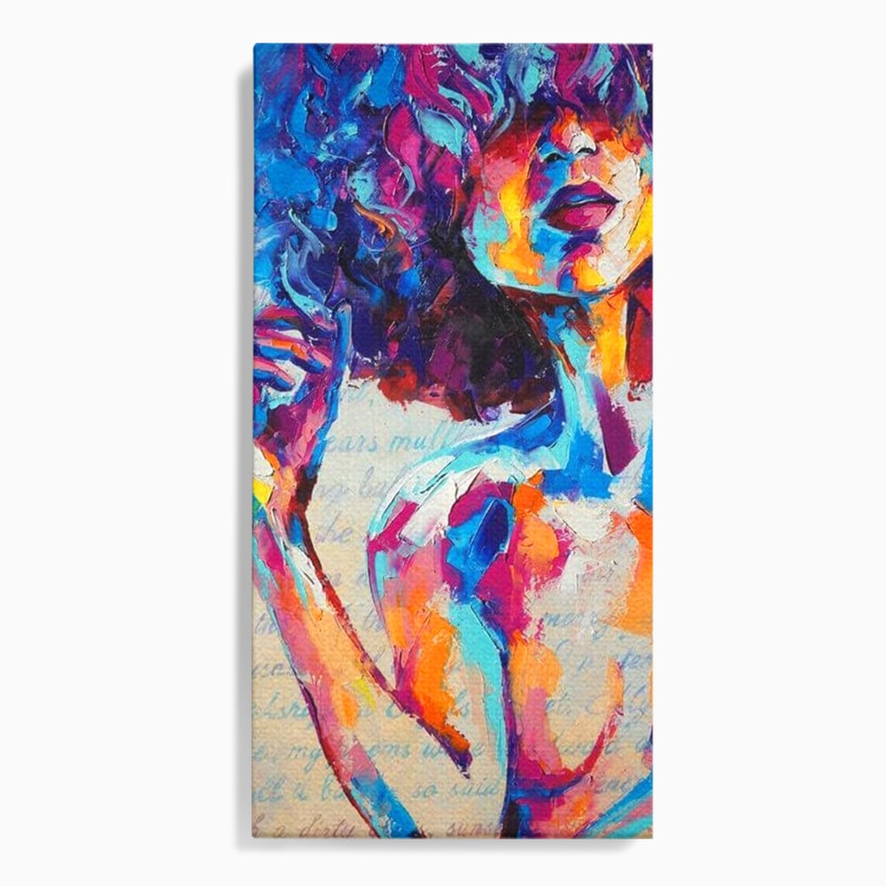 Tablou canvas cu tablou canvas cu portret artistic de femeie, fara rama, pe sasiu de lemn