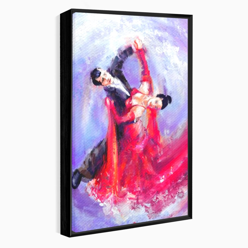 Tablou canvas cu tablou canvas cu o pereche dansand, in rama de aluminiu negru