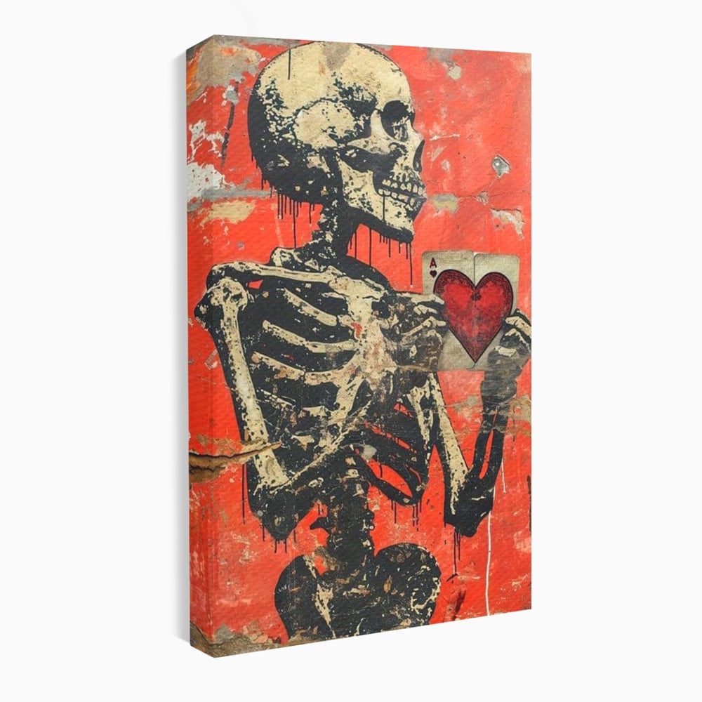 Tablou canvas cu tablou canvas cu schelet si carte de joc, fara rama, pe sasiu de lemn