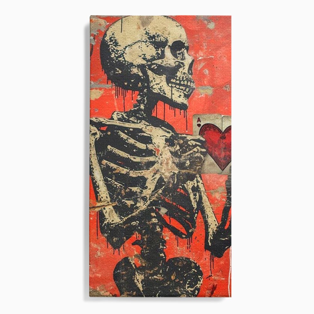 Tablou canvas cu tablou canvas cu schelet si carte de joc, fara rama, pe sasiu de lemn