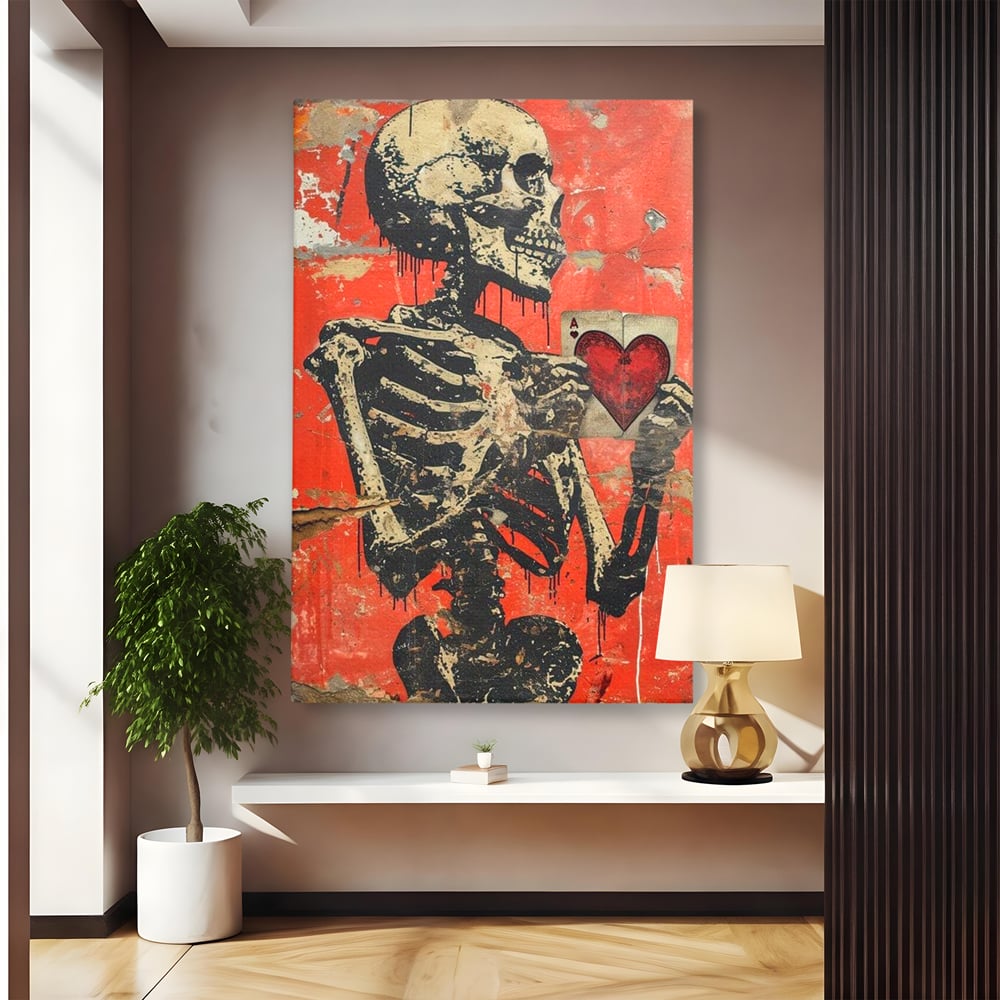 Tablou canvas cu tablou canvas cu schelet si carte de joc, fara rama, pe sasiu de lemn