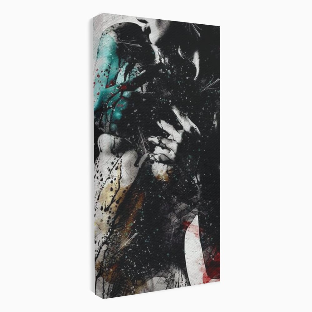 Tablou canvas cu tablou canvas cu silueta feminina si culori abstracte, fara rama, pe sasiu de lemn