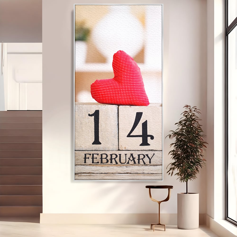 Tablou canvas cu tablou canvas cu data de paisprezece februarie, in rama de aluminiu argintiu