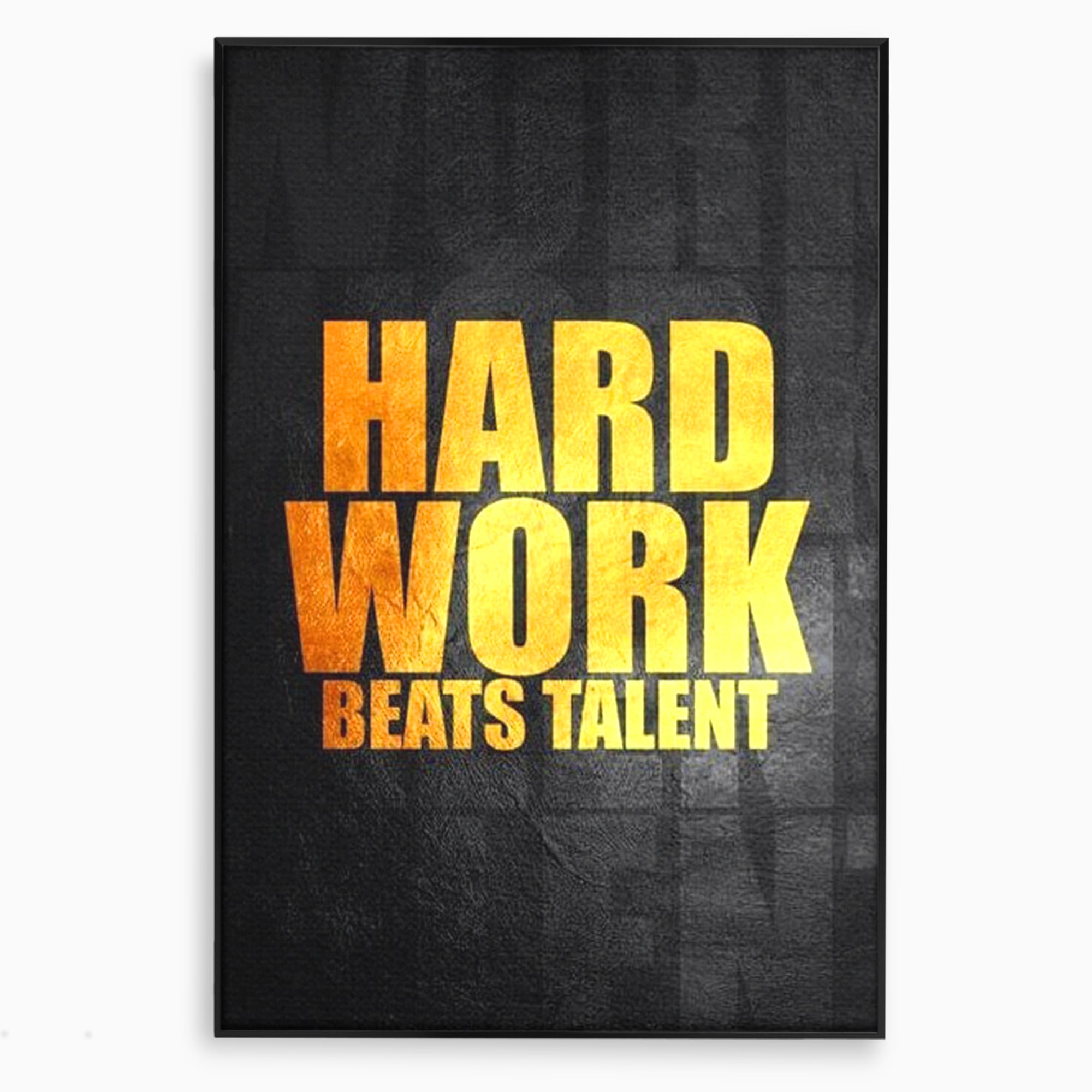 Tablou canvas cu tablou motivational cu mesaj aurit, in rama de aluminiu negru
