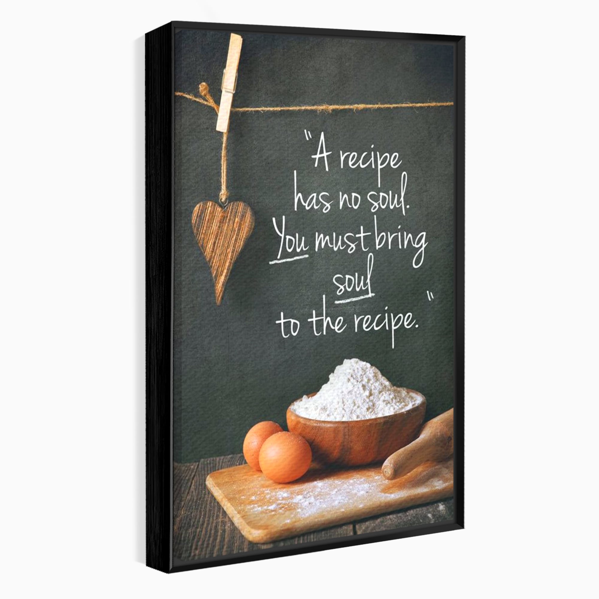 Tablou canvas cu tablou canvas cu reteta si faina, in rama de aluminiu negru