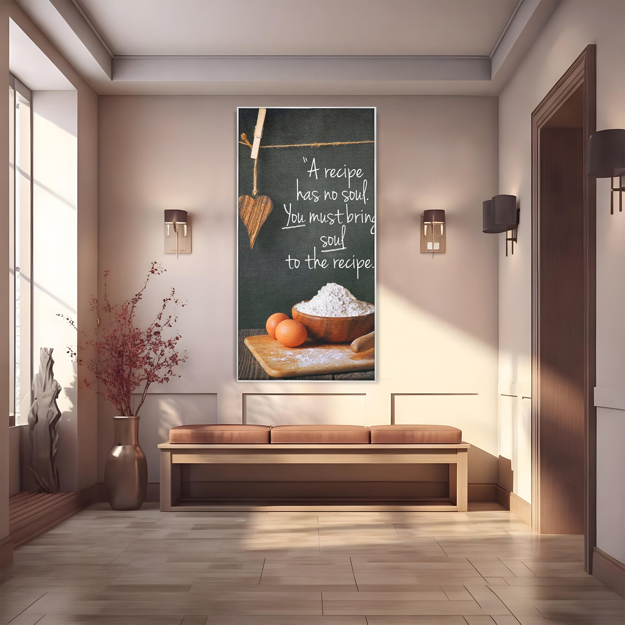 Tablou canvas cu tablou canvas cu reteta si faina, in rama de aluminiu argintiu