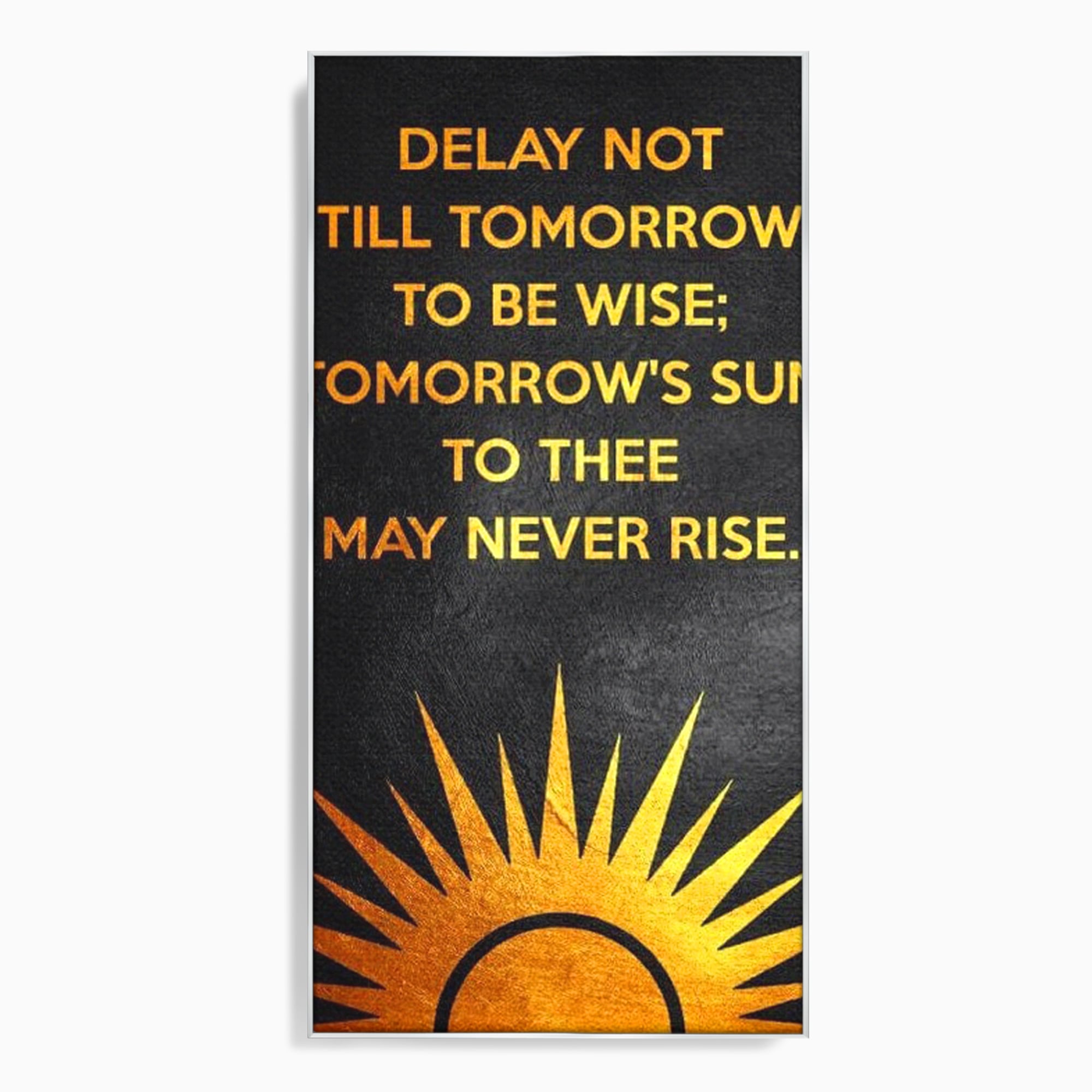 Tablou canvas cu tablou canvas motiv motivational negru si auriu, in rama de aluminiu argintiu