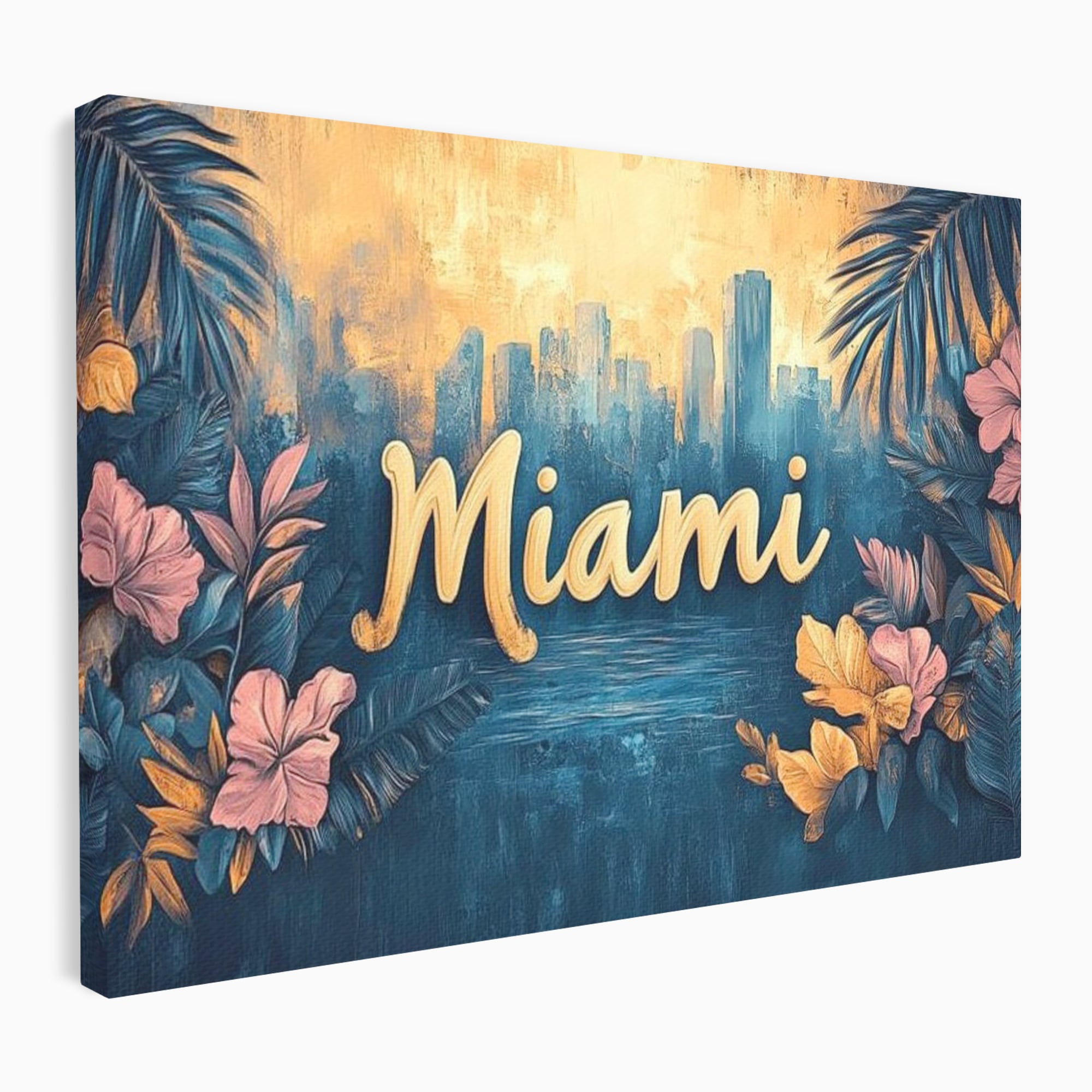 Tablou canvas cu tablou canvas cu peisaj urban miami, fara rama, pe sasiu de lemn