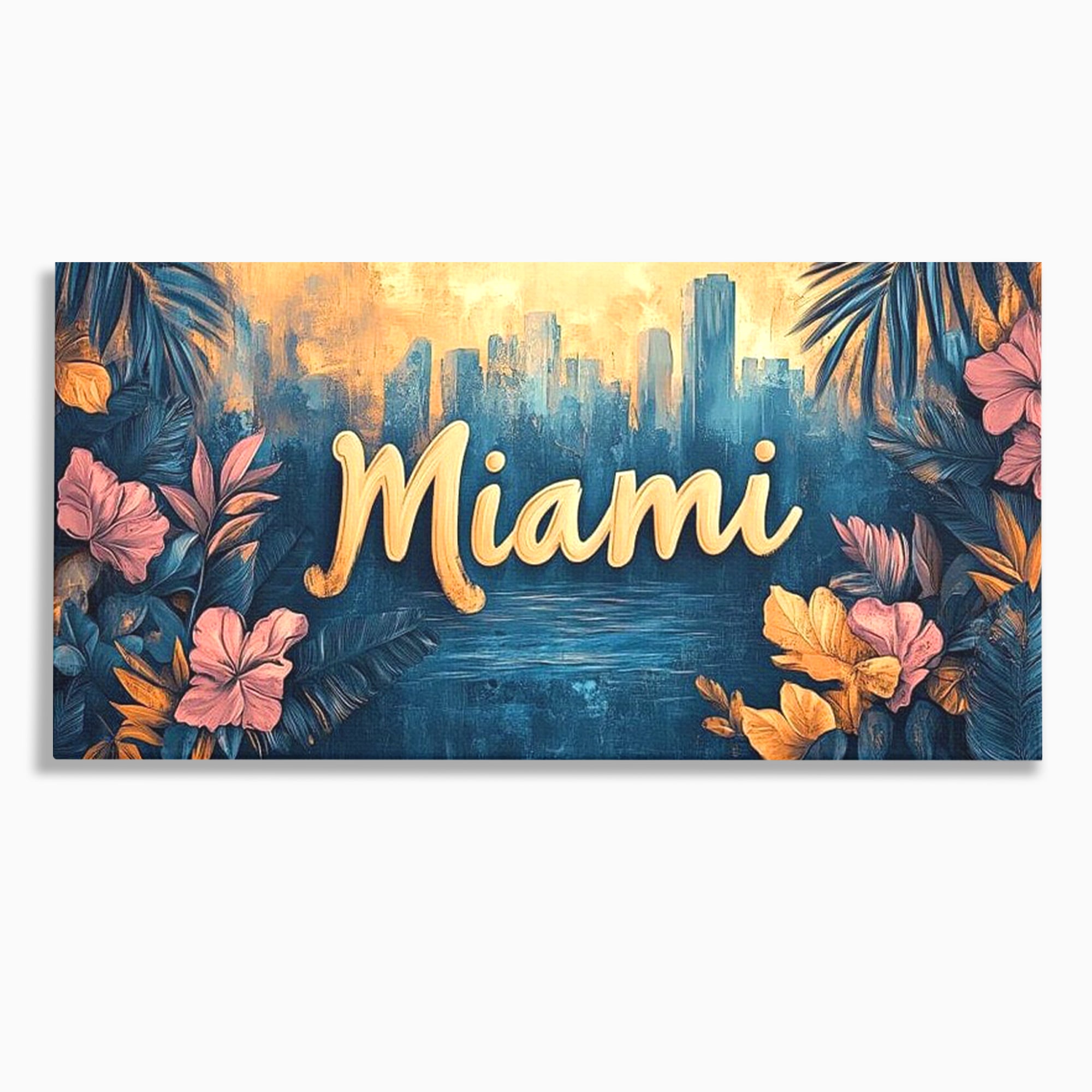 Tablou canvas cu tablou canvas cu peisaj urban miami, fara rama, pe sasiu de lemn