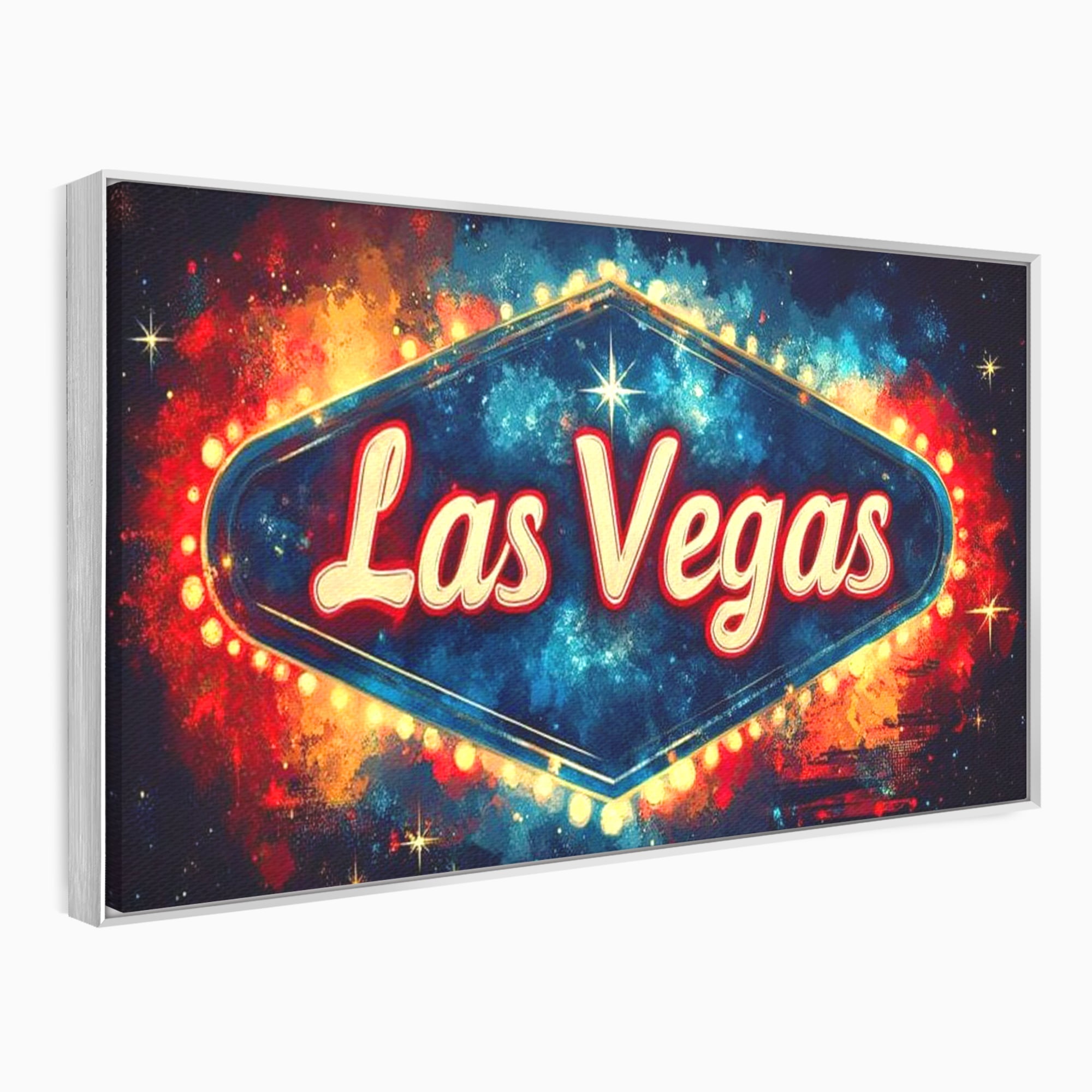 Tablou canvas cu tablou canvas cu semn neon las vegas, in rama de aluminiu argintiu