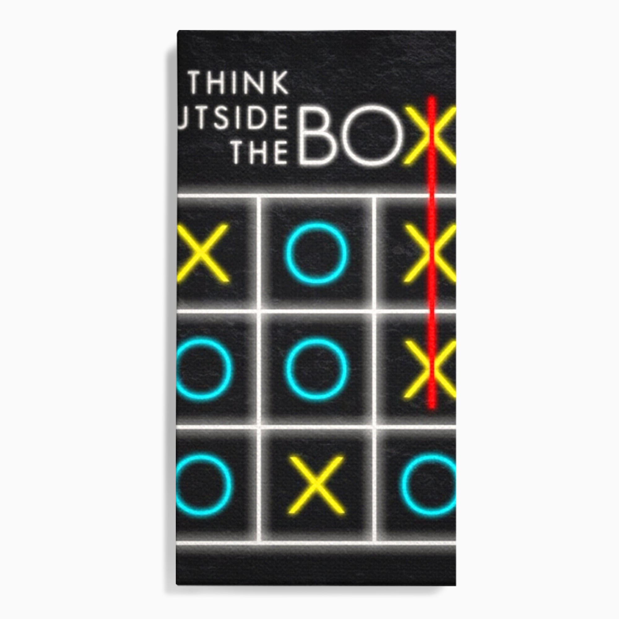 Tablou canvas cu tablou canvas cu joc de tictactoe si text, fara rama, pe sasiu de lemn