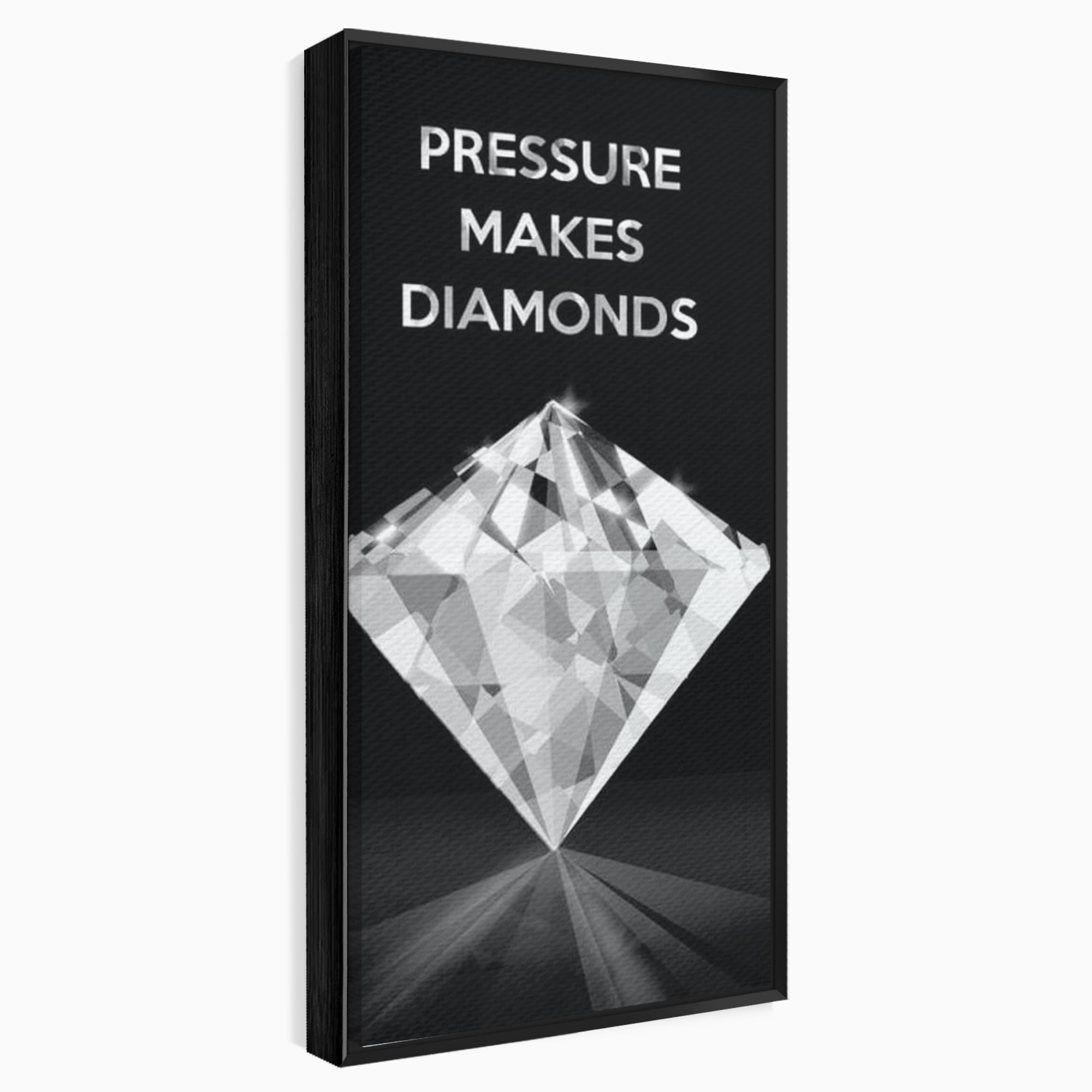 Tablou canvas cu tablou motivational cu diamant argintiu, in rama de aluminiu negru
