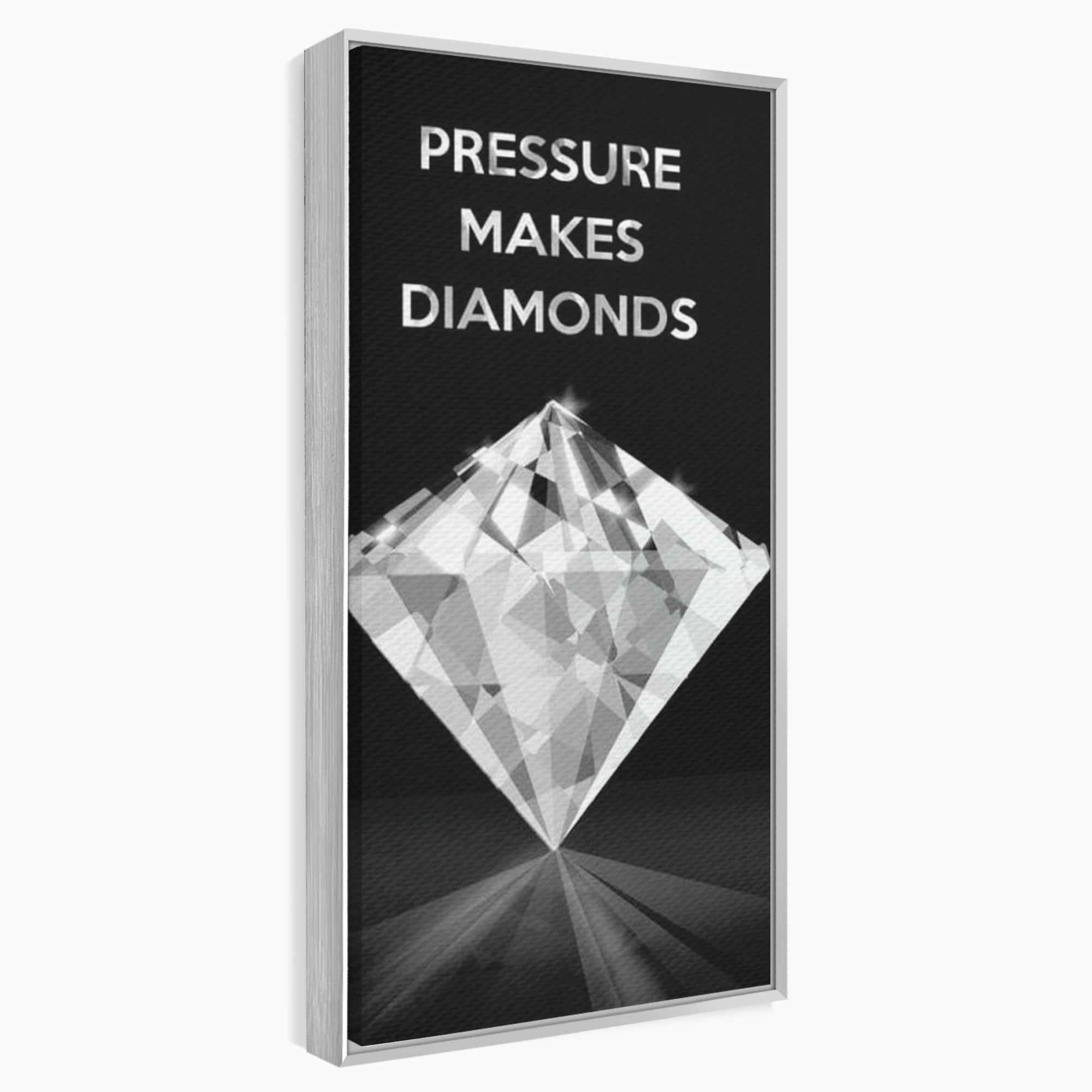 Tablou canvas cu tablou motivational cu diamant argintiu, in rama de aluminiu argintiu